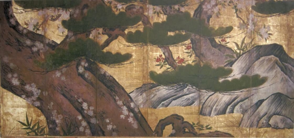 老松桜図屏風（伝狩野永徳）