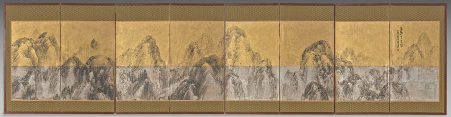 青天七十二芙蓉図屏風