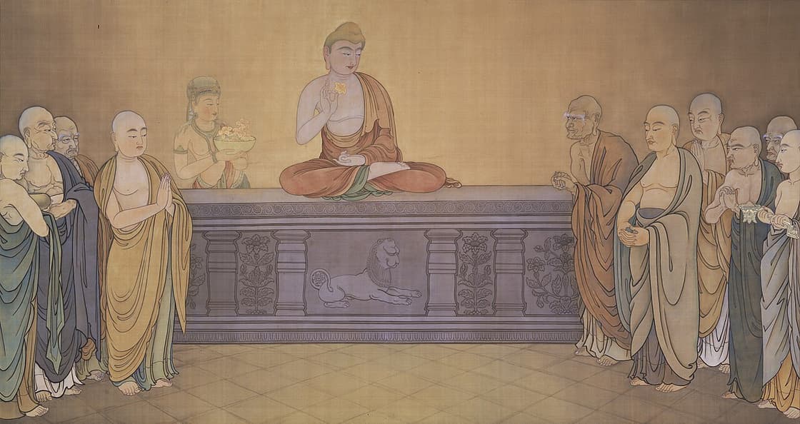 Shunsō - Mahakasyapa smiling at the lotus flower