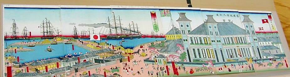 横浜海岸と英国商館の図
