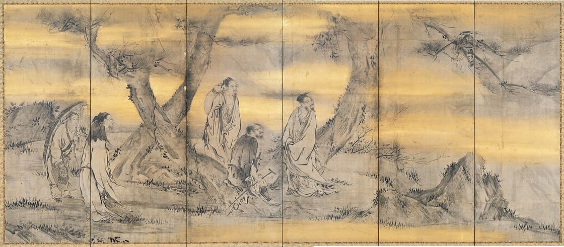 仙人高士図屏風（伝狩野永徳）