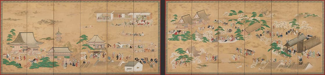 上野花見・隅田川舟遊図屏風