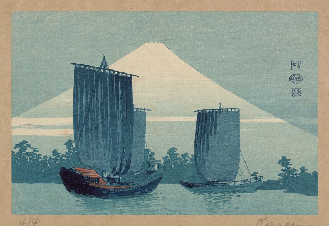 富士に帆船