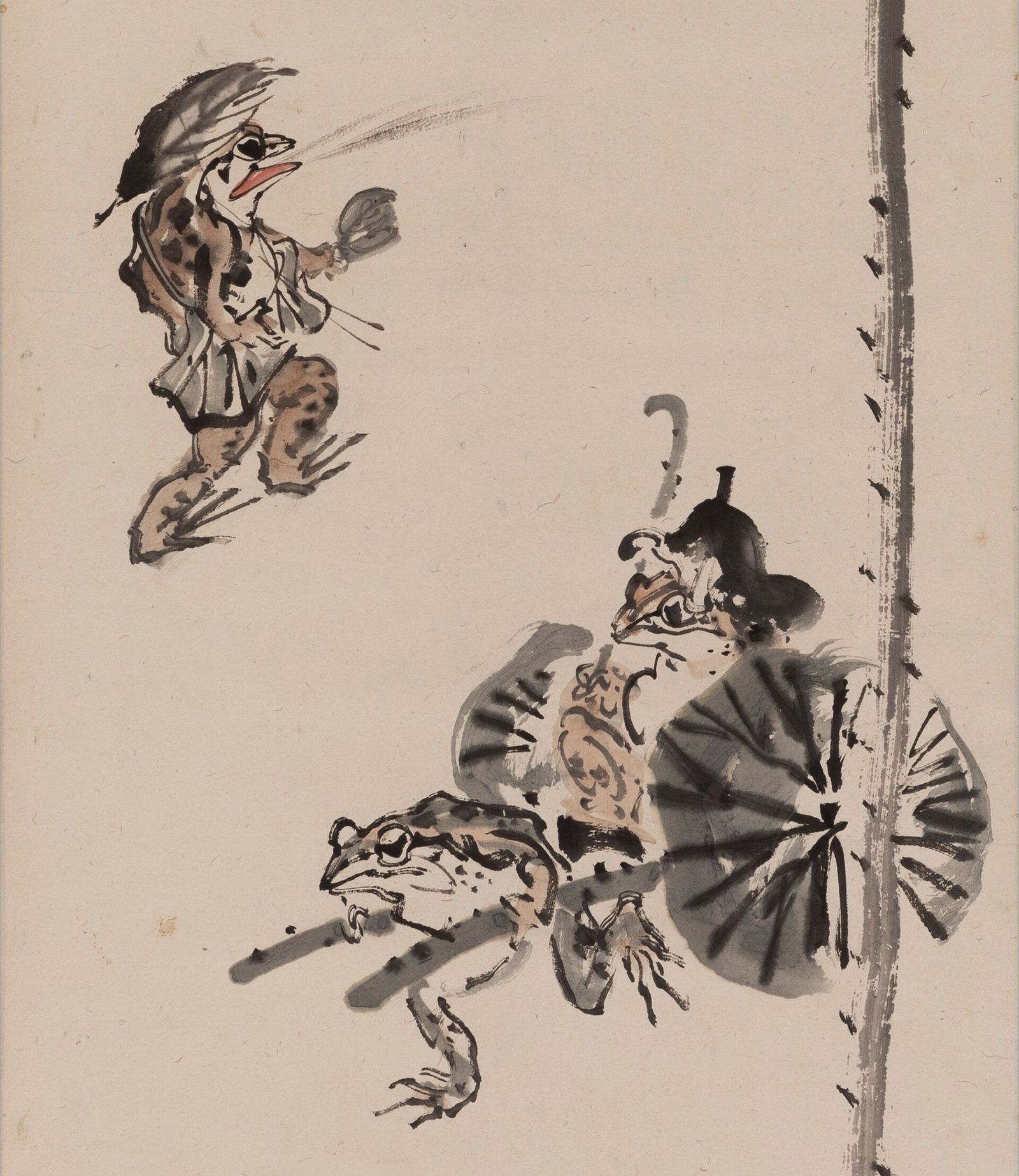 河鍋暁斎《蛙の人力車と郵便夫》（部分）明治4〜22年（1871〜89年）、紙本着色、184×47センチ、パリ・チェルヌスキ美術館蔵。出典：Wikimedia Commons（CC0）