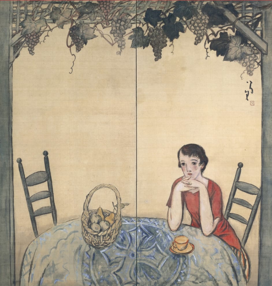 竹久夢二《憩い（女）》（昭和初期、夢二郷土美術館）。出典：夢二郷土美術館「所蔵作品」