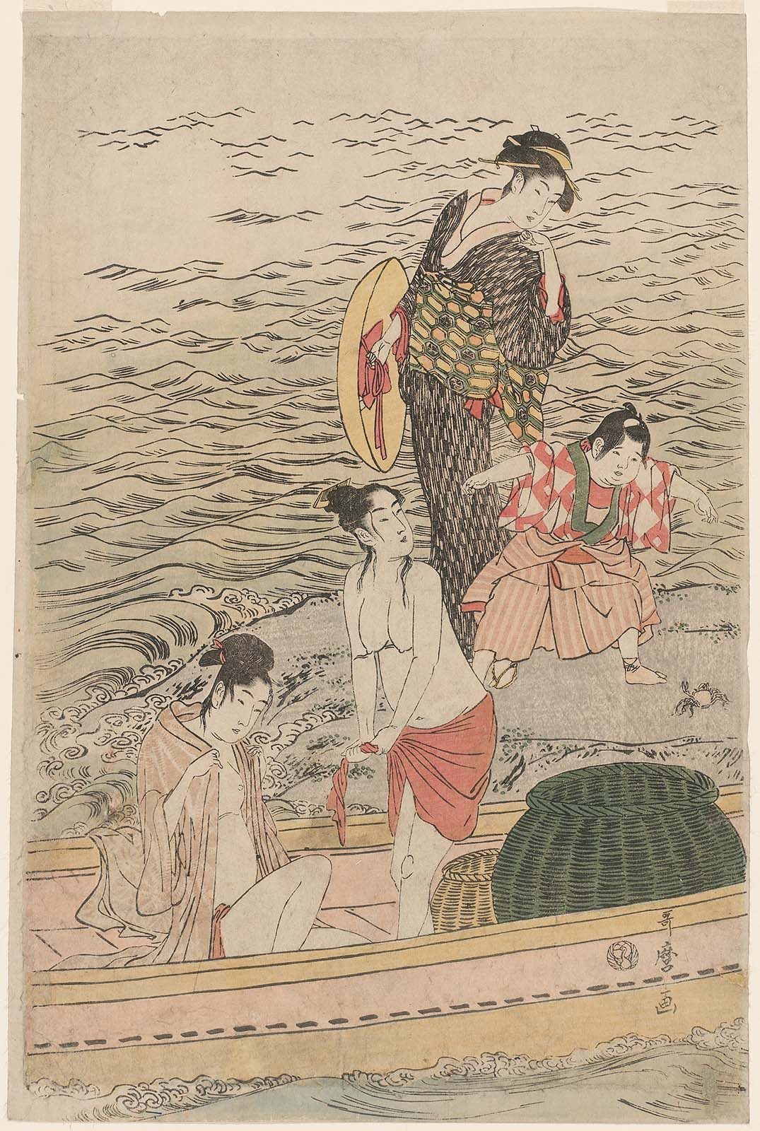 鮑取り(左)