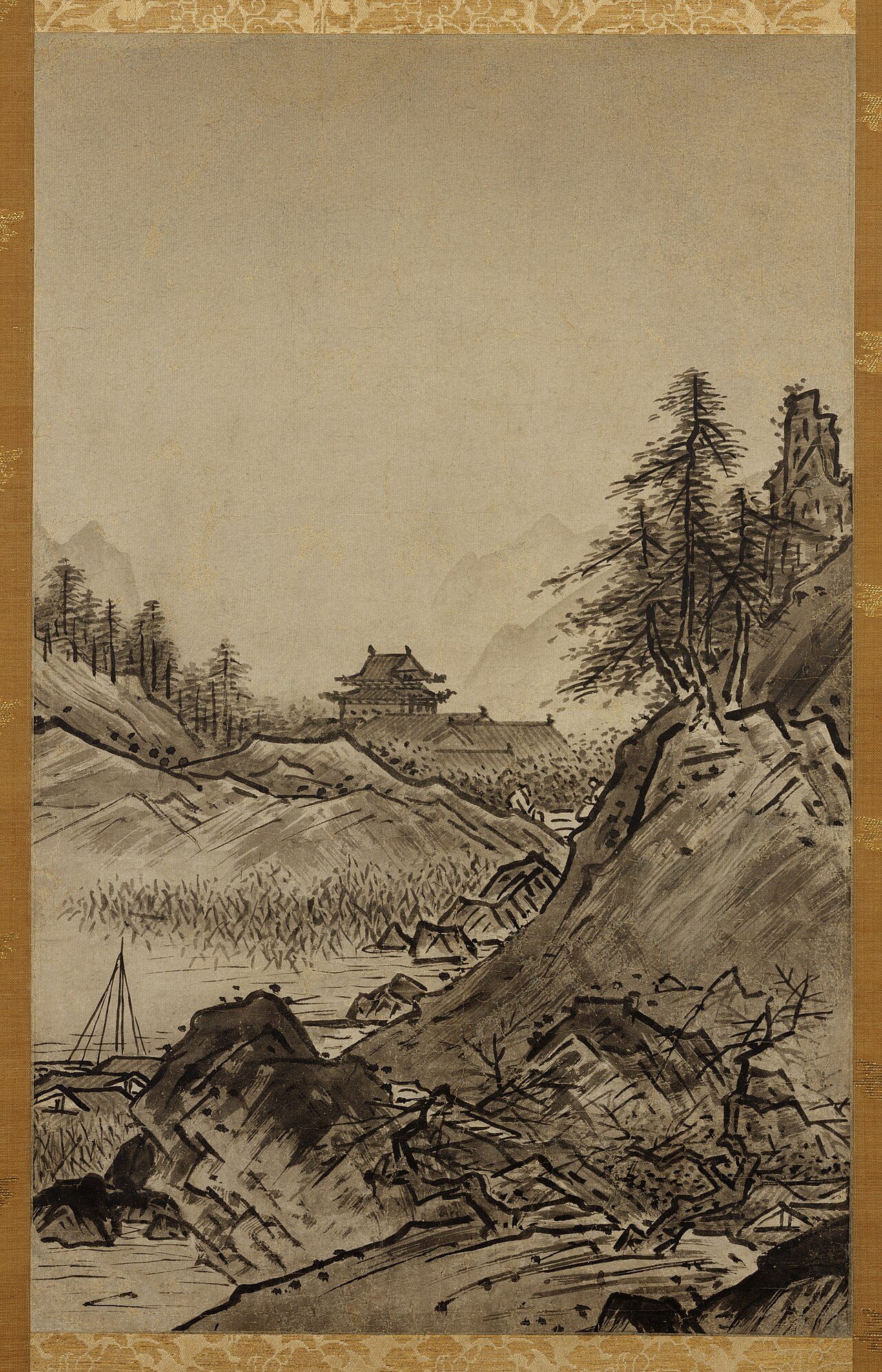 秋冬山水図