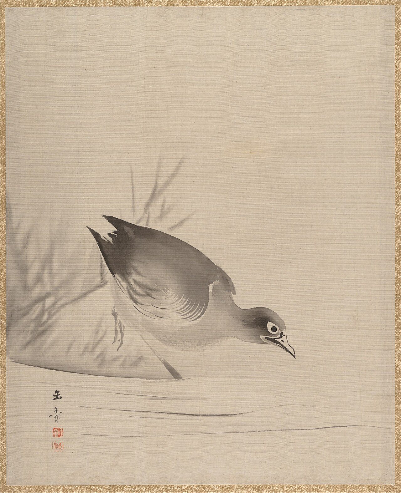 水辺に鳥図