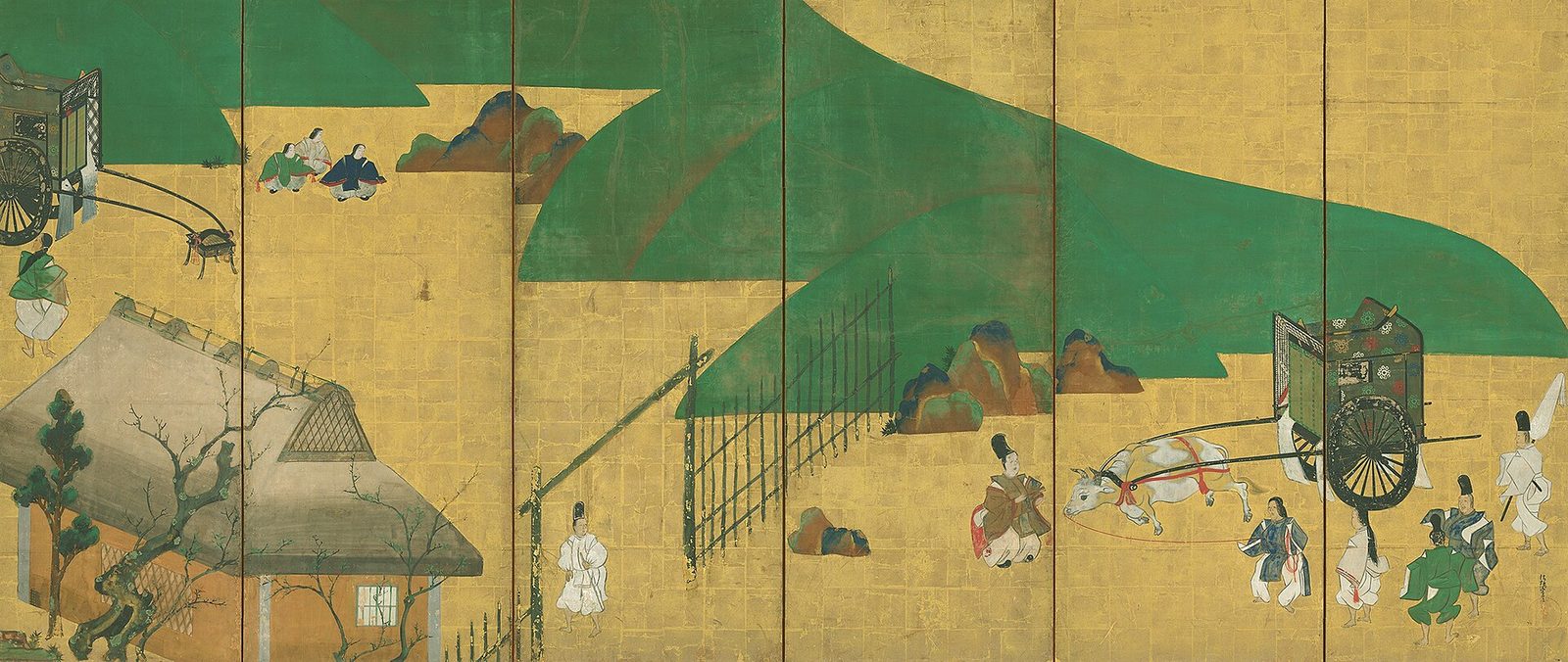 源氏物語関屋澪標図屏風(関屋図)