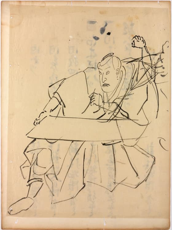 巻物に書く男（下絵）