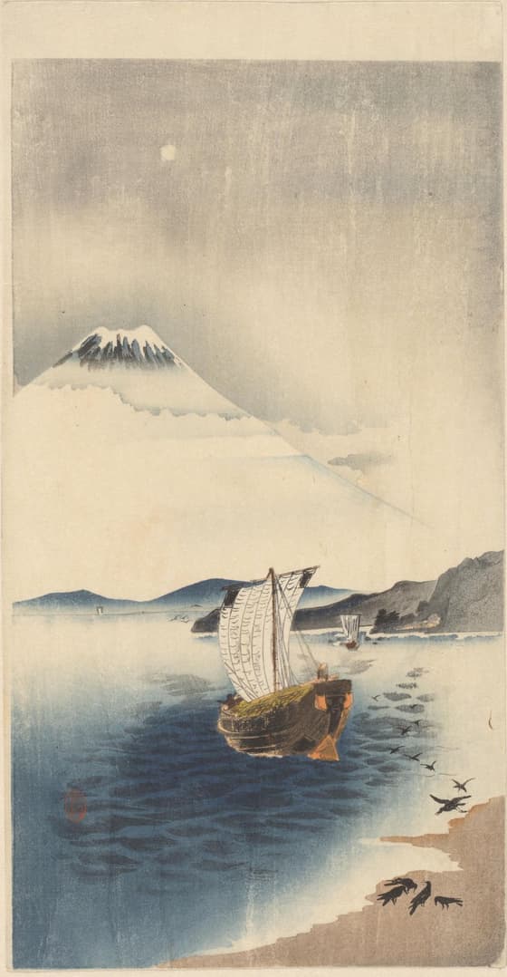 富士と帆船（大黒屋版）