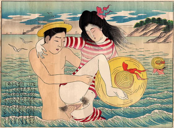 Couple standing in shallow water