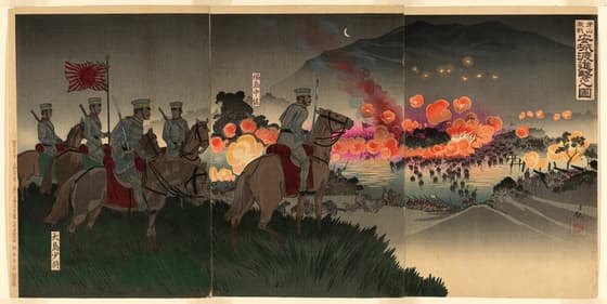 牙山激戦安城之渡進撃之図