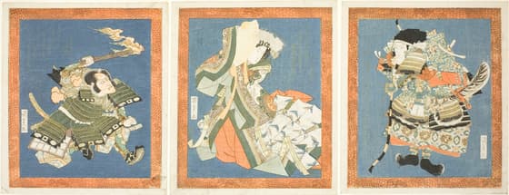 三代目坂東三津五郎の源頼政・五代目瀬川菊之丞の菖蒲前・七代目市川團十郎の猪早太