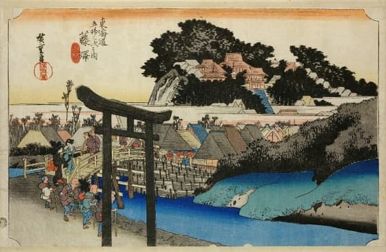 東海道五十三次（保永堂版） 07 藤沢 遊行寺