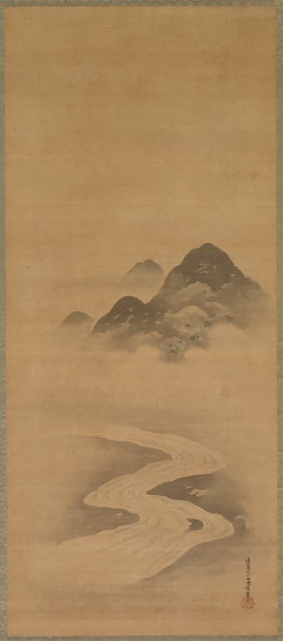 源仲国訪小督局図(右幅)