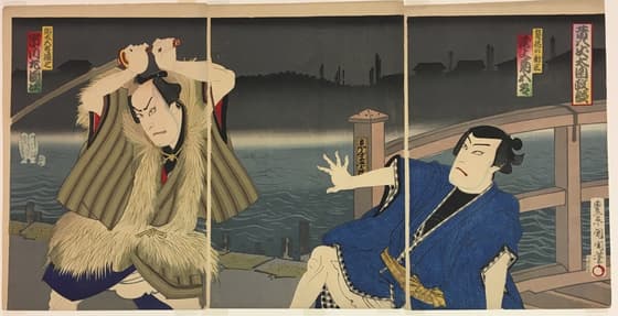 五代目尾上菊五郎の髪結新三・初代市川左團次の弥太五郎源七