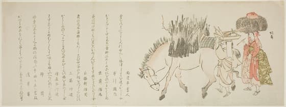 Laden Horse and Women Returning with Brush