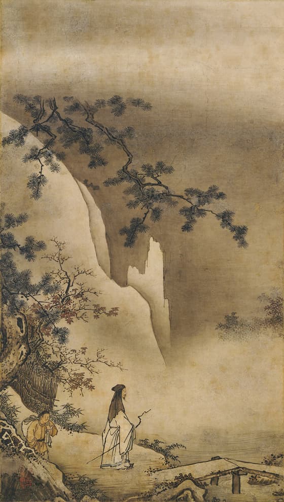 山水図　左幅（高士探梅）