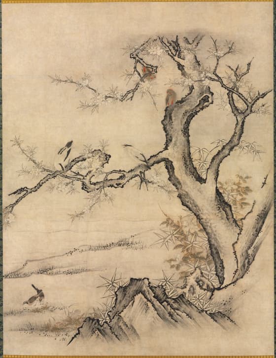 春花鳥図　一（伝狩野元信）