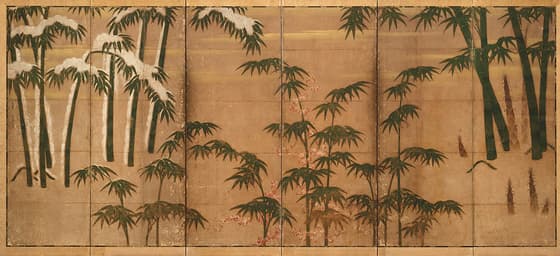 四季竹図屏風（伝土佐光信）