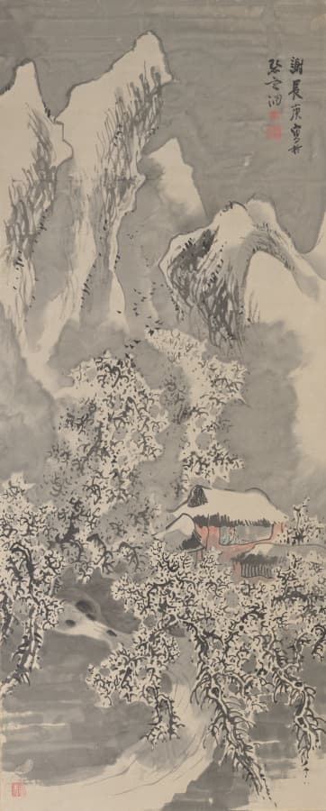 雪景山水図
