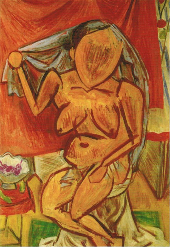 Nude Putting a Cloth on Her Head