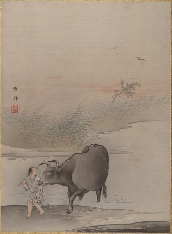 Boy with Cow at the River's Edge - 14.76.61.49 of Art