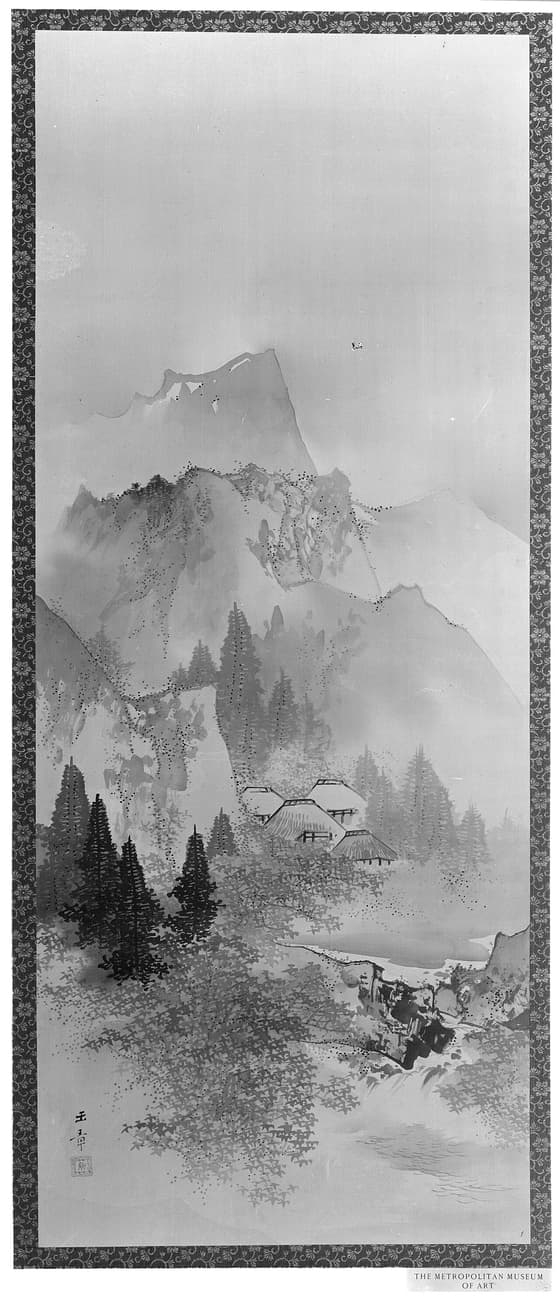 秋景山水図