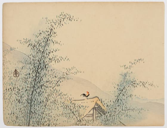 屋根の鶏