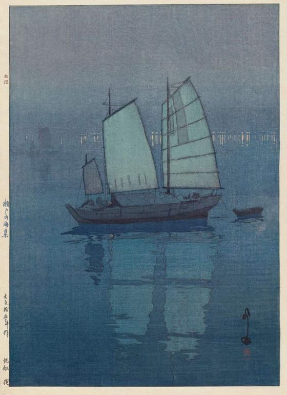 瀬戸内海集　帆船　夜