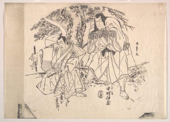 初代中村仲蔵・松本幸四郎(団扇絵校合摺)
