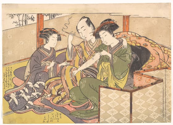 腕に薬を塗る下女