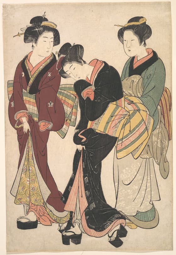 芸者二人と下女