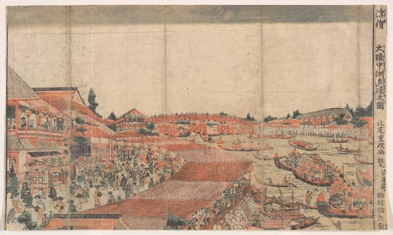 浮絵 大橋中洲夕涼之圖