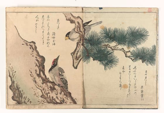 松に小鳥