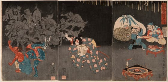豆を撒く桃太郎