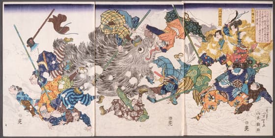 山本勘助と武田勝千代の猪退治