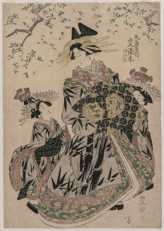丸海老屋の遊女と禿