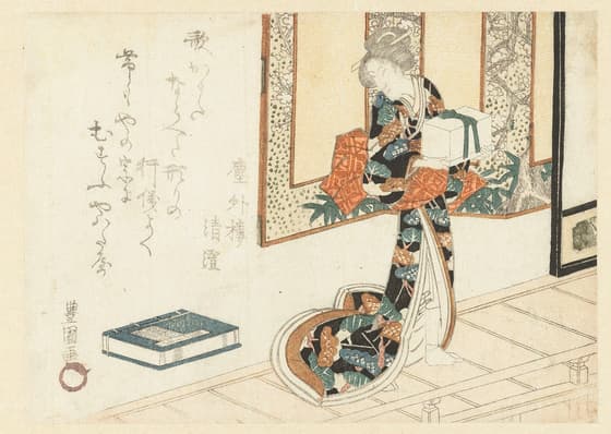 木箱を持つ女