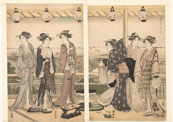 南四季夏景 豊國画