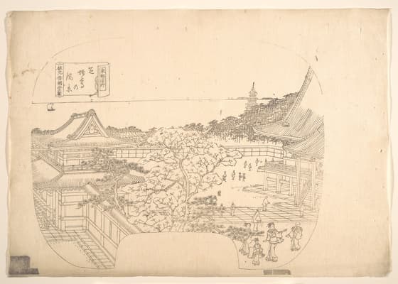 東都名所　芝増上寺の風景