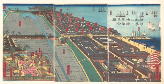 横浜本町并ニ湊埼町細見全圖