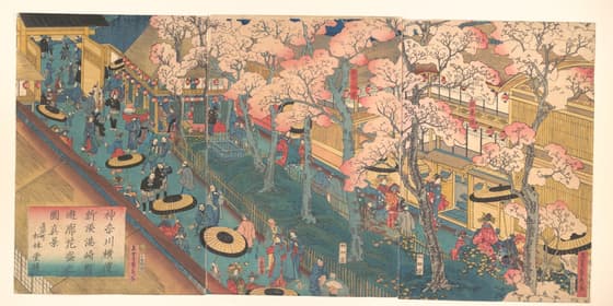 神奈川横濱新湊港崎町遊廓花盛之圖