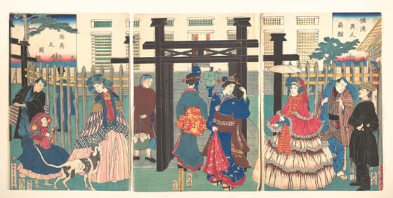 『横浜異 人商館写真之図』