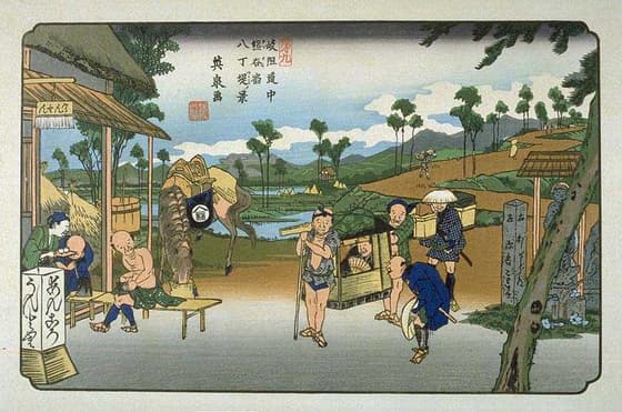 岐阻道中　熊谷宿八丁堤景