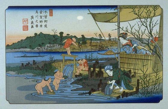 木曽街道　倉賀野宿烏川之図