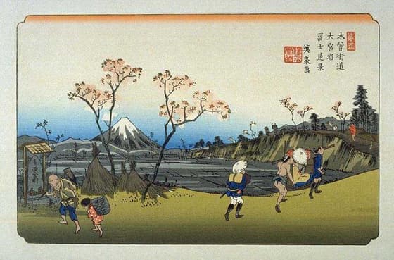 木曽街道　大宮宿富士遠景