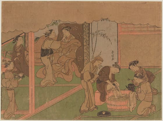 婚礼錦貞女車. , 出産 / 春信画Shussan / Harunobu-ga
