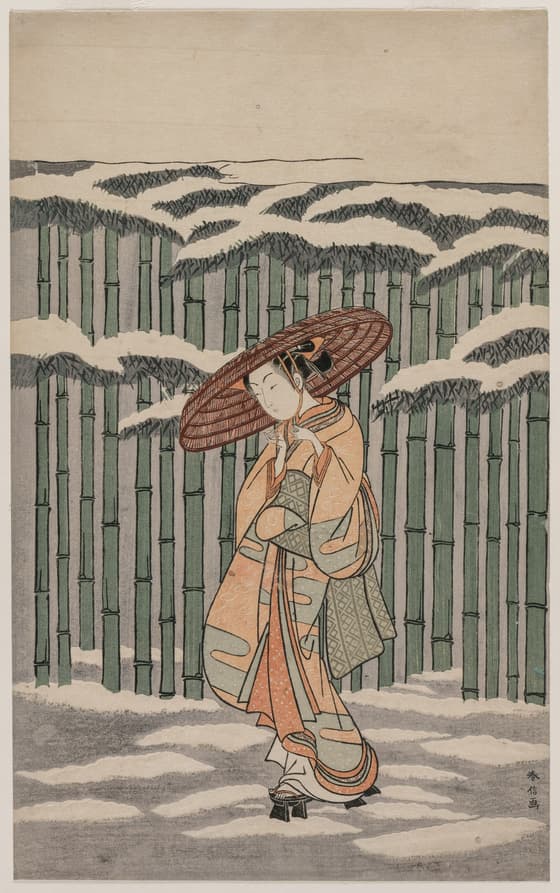竹林を通る女